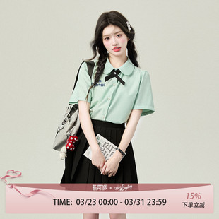 穿搭短袖 花铃太太jk制服薄荷绿色娃娃领泰式 校服毕业季 女夏季 衬衫