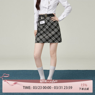 花铃太太新款 格子包臀裙显瘦设计感小众低腰短裙 半身裙2026春季