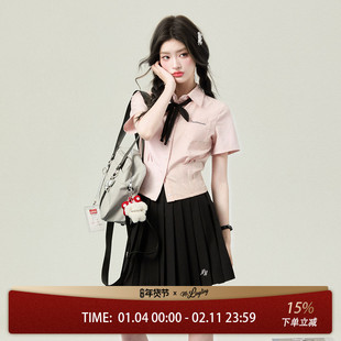 花铃太太夏季学院风jk制服学姐衬衫上衣短袖白色衬衣女毕业季小众