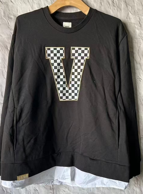 VANS 春秋黑色白边新款百搭舒适男女同款休闲圆领卫衣VN0002SABLK