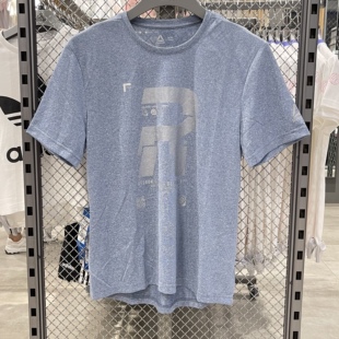 锐步/REEBOK 新款男子3M反光速干透气休闲运动跑步短袖T恤 DN3333