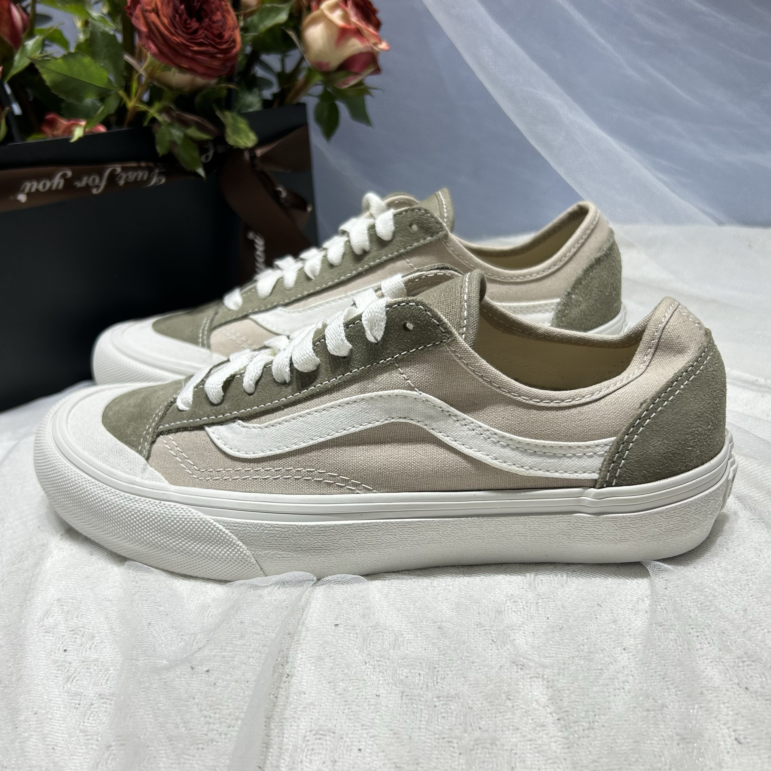 Vans Style 36 Vr3软木塞简约椒盐粉绿情侣款低帮板鞋VN0A4BX9KHK