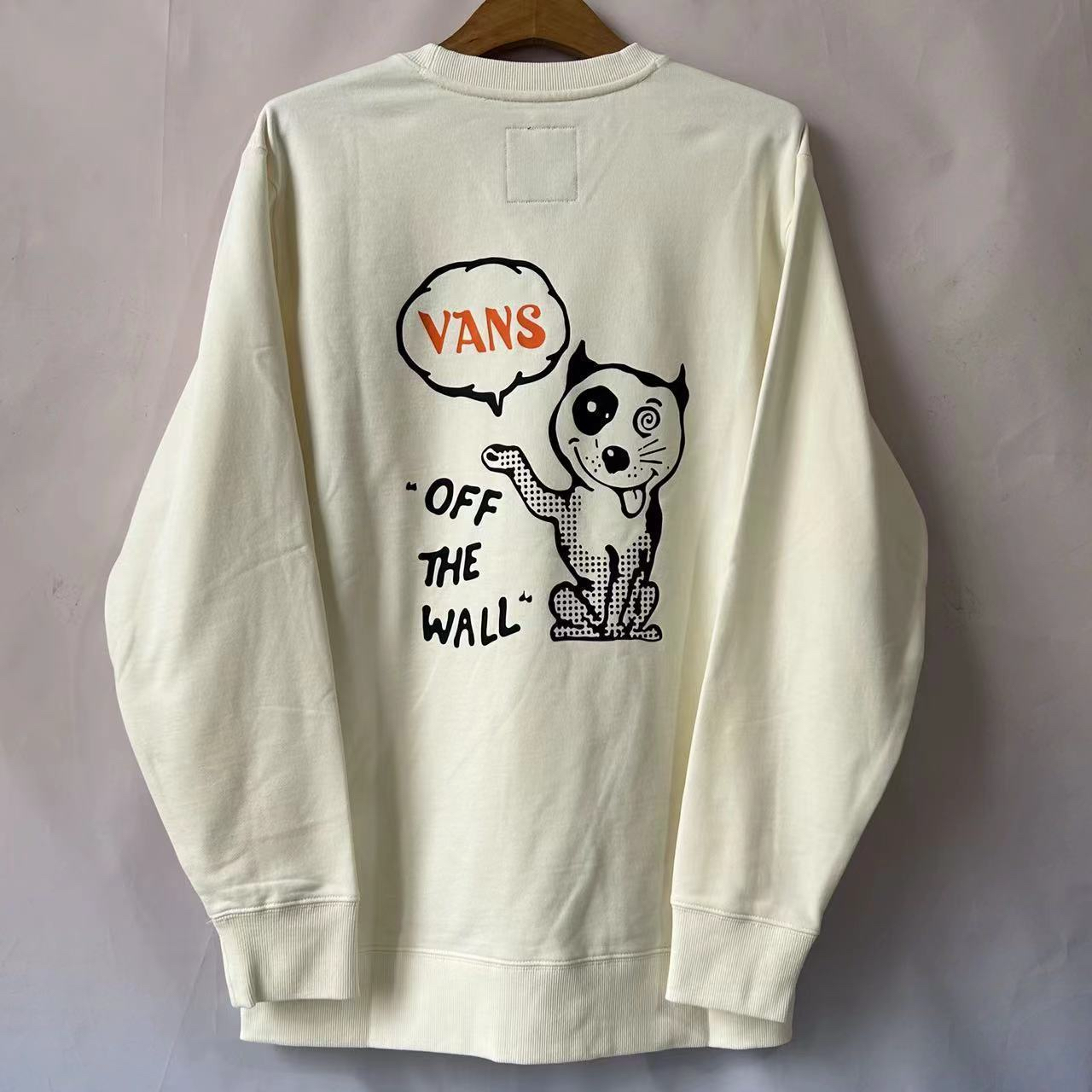 VANS 春秋季米白色小狗百搭舒适男女同款休闲圆领卫衣VN0A5H76FS8