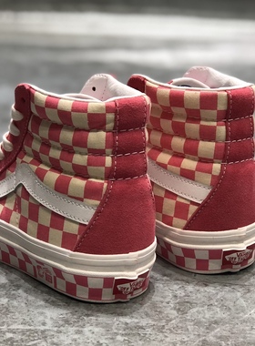 vans粉色棋盘格sk8hi高帮安纳海姆男女情侣帆布板鞋子VN0A38GF2U9