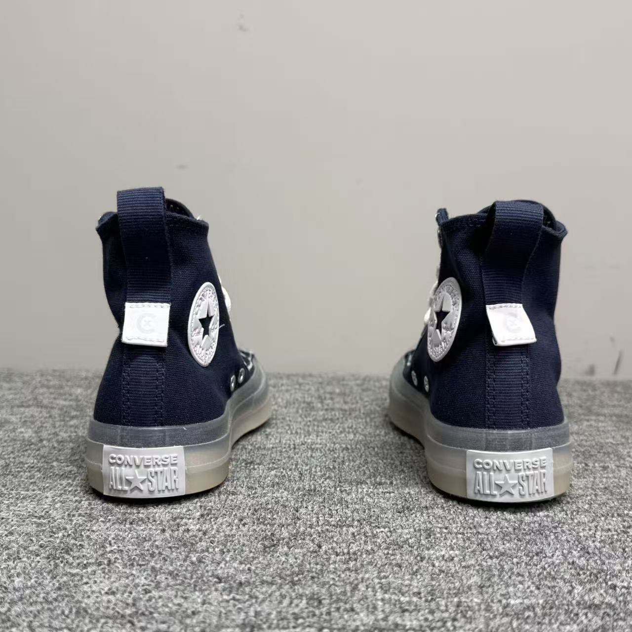 匡威All Star蓝白色透明水晶底男女同款高帮休闲帆布鞋 A02809C