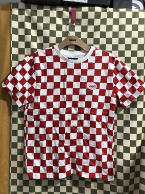 vans 夏季红色格子百搭舒适男女同款休闲圆领短袖vn0a54idy0w