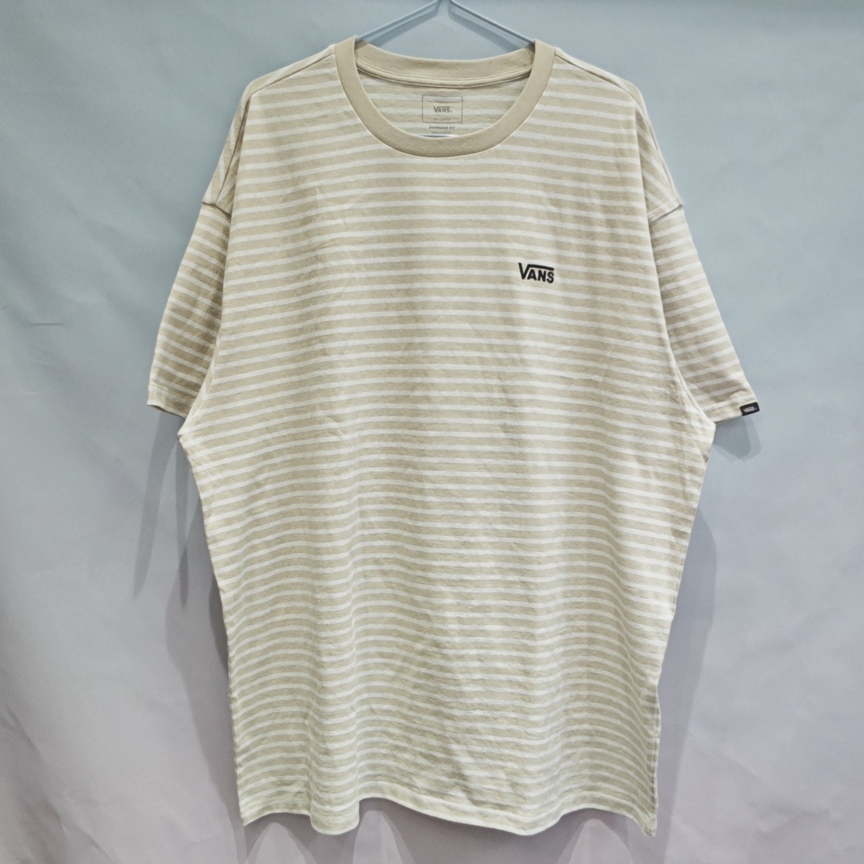Vans  夏季新款燕麦色条纹Logo标识圆领男女同款T恤VN000FR2CGN