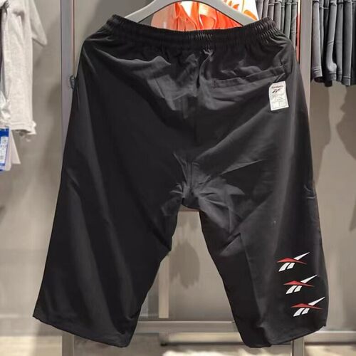 锐步/Reebok 夏季新款黑色绑带薄款速干透气休闲运动五分裤FI8819