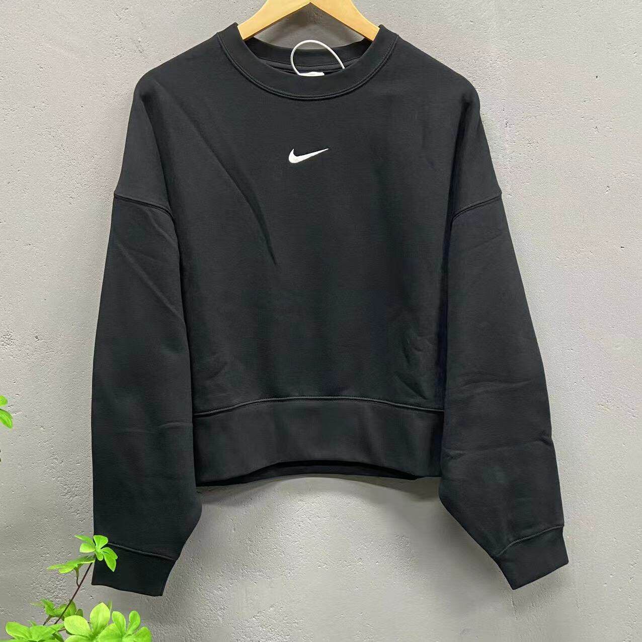 Nike耐克女子OVERSIZE风加绒圆领上衣卫衣耐克小勾针织短款DJ7666