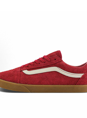 vans 春秋季红色新年百搭舒适男女同款休闲翻毛皮板鞋VN000D0ECI1