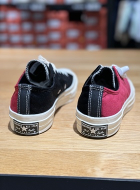 匡威Converse新款女1970S休闲运动黑红珊瑚天鹅绒低帮板鞋A03267c