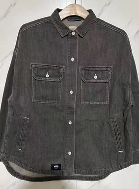 VANS春秋季深灰色经典百搭舒适情侣款休闲衬衫外套VN000QP36ZA