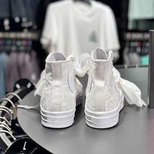 CONVERSE 1970S正品匡威白色丝绸蝴蝶结少女风高帮休闲鞋 A07078c