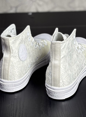 匡威 1970s女鞋经典款高帮帆布鞋蝴蝶结小白鞋休闲鞋A07078C N仓