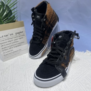 Vans Sk8 Cap拼接解构羊羔绒虎纹男女同款高帮板鞋子VN0A3WM1ABF