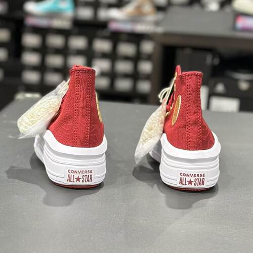 匡威女云朵超轻增高喜红色帆布鞋