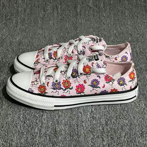 Converse All Star花朵图案可爱舒适轻便低帮儿童帆布鞋671600C