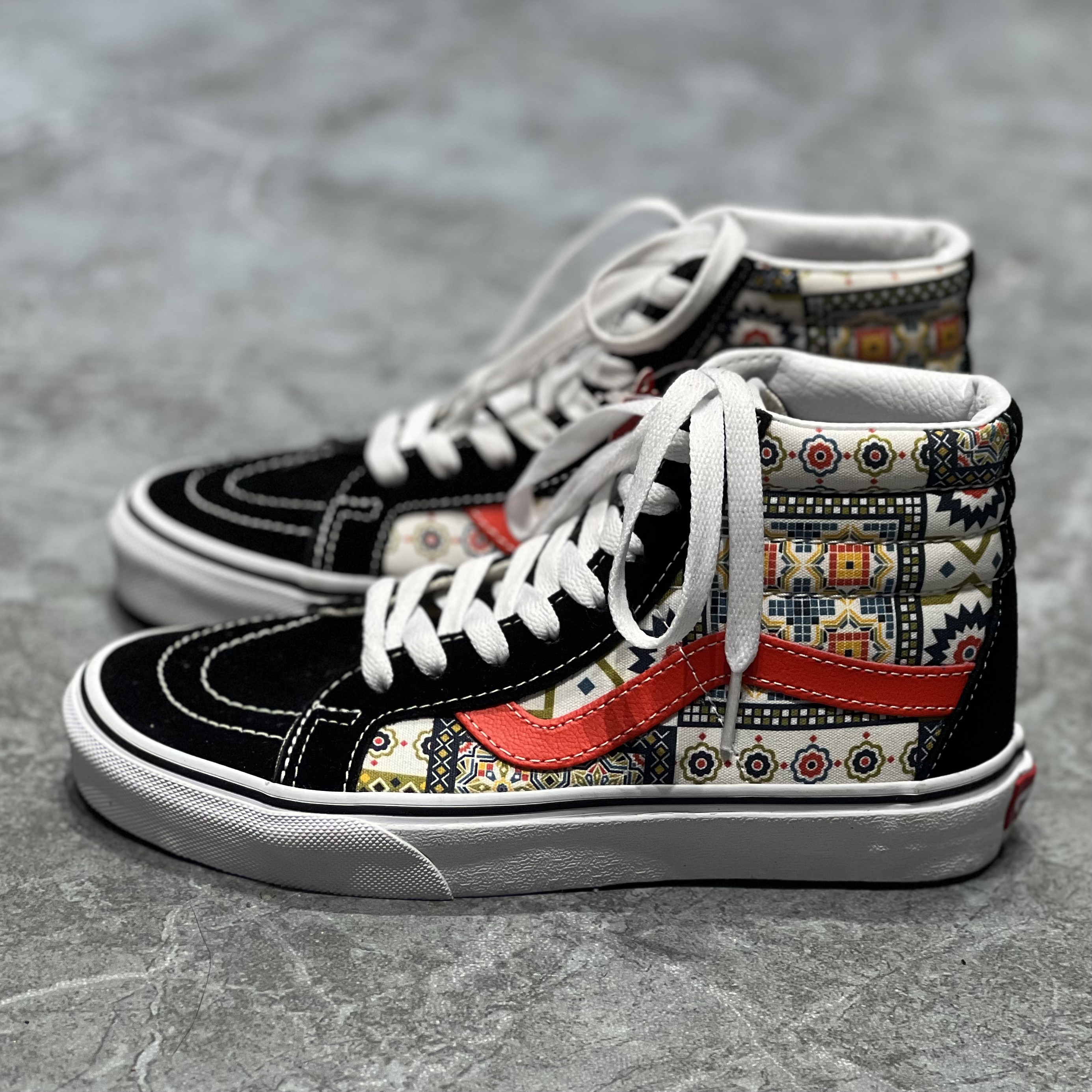 VANS Sk8-Hi摩洛哥图案印花时尚休闲简约高帮男女板鞋VN0A4BV8687