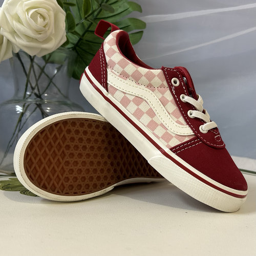 Vans Ward粉红休闲百搭棋盘格儿童款低帮帆布板鞋子VN0A5KY8RDP