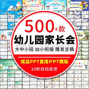 幼儿园家长会PPT模板大中小班成品课件简约通用家长开放日活动
