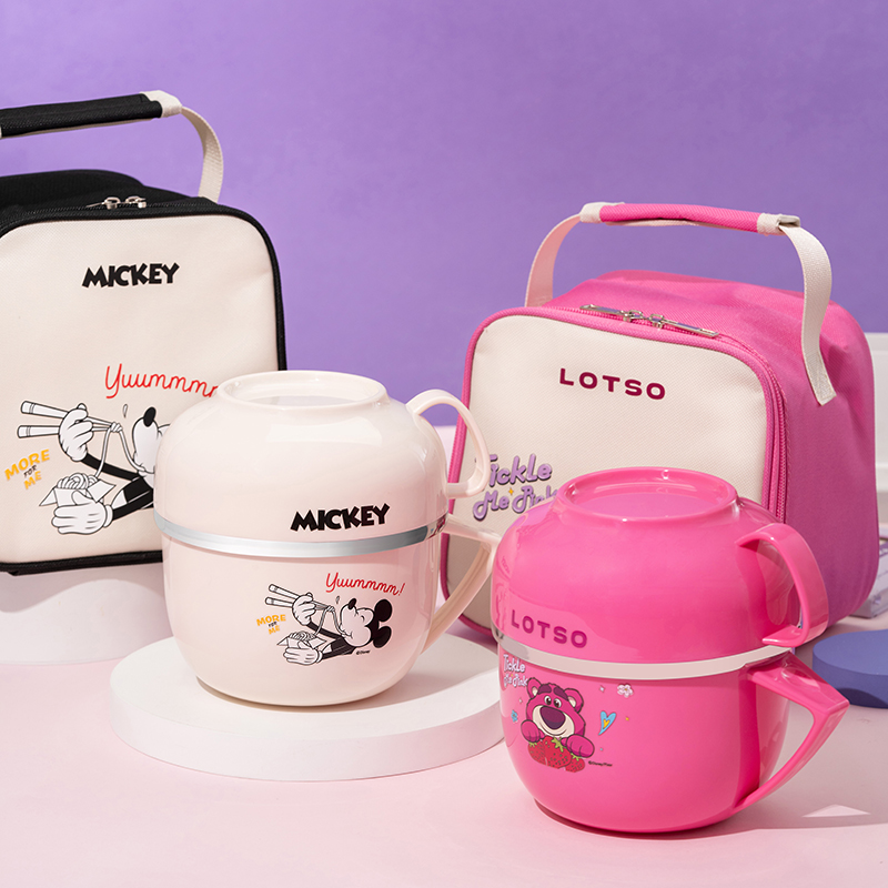 新款草莓熊泡面碗学生不锈钢带盖