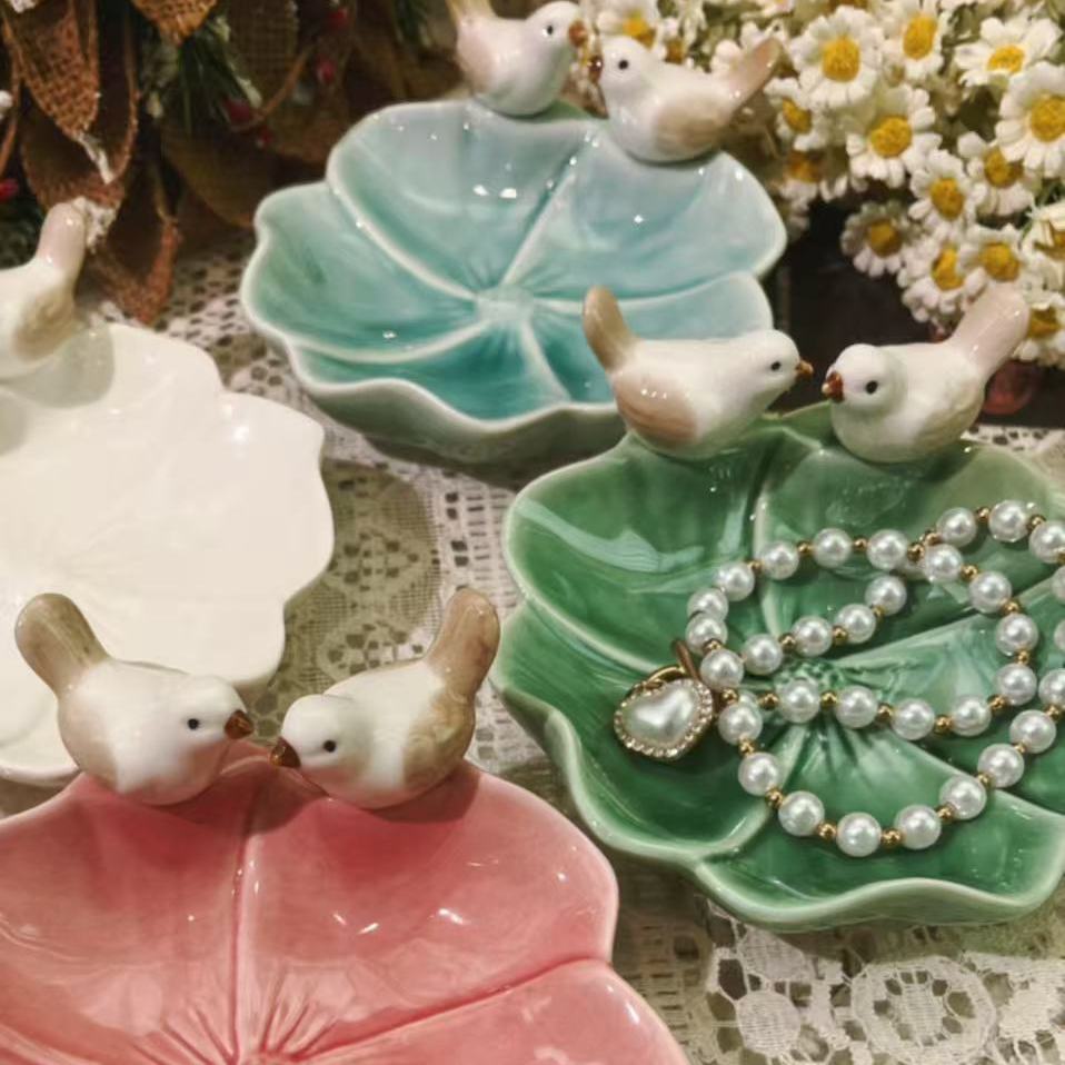 田园风小鸟陶瓷托盘，家居小确幸