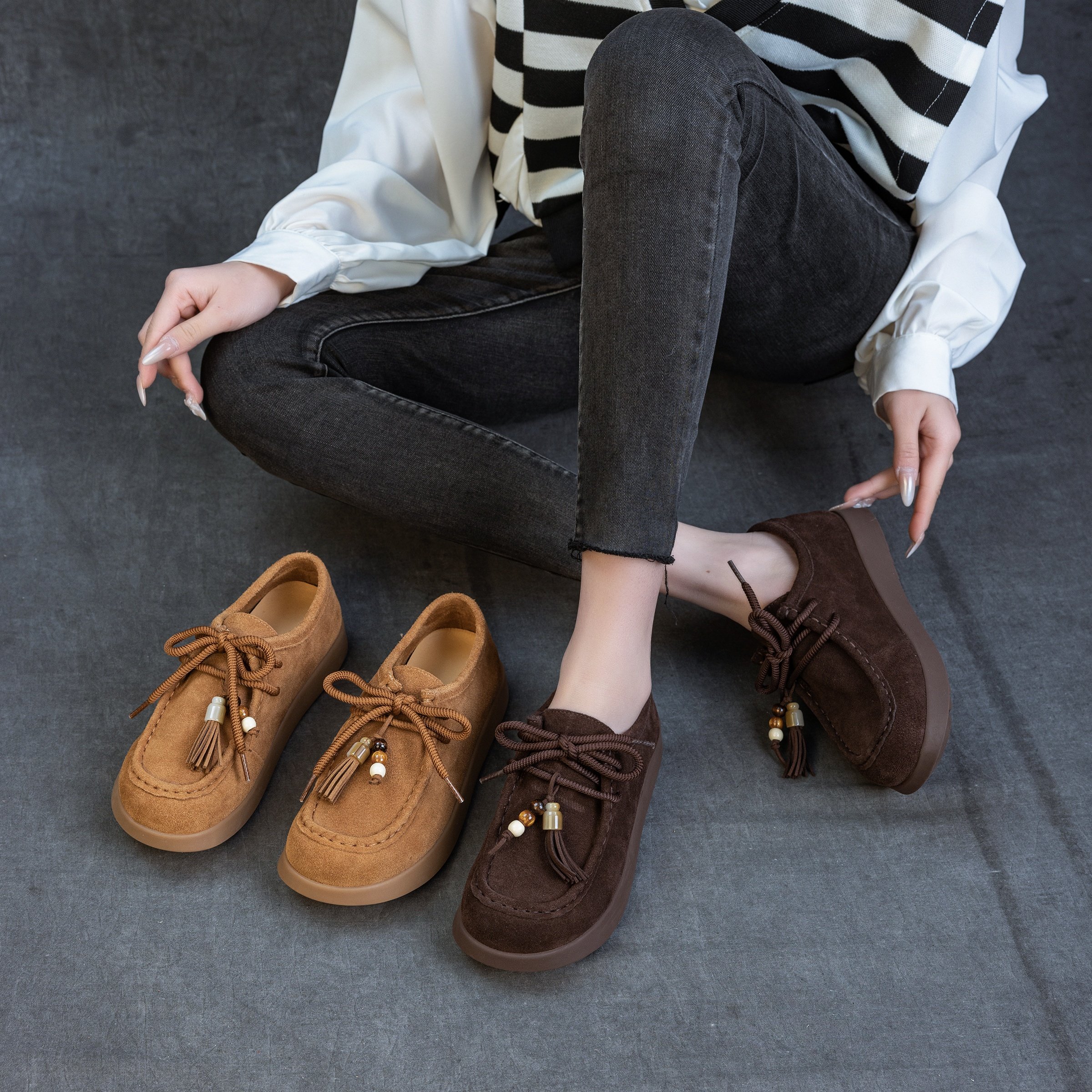 真皮休闲复古手工女单鞋平跟软底软面舒适文艺范春秋新款乐福鞋,女鞋,深口单鞋,淘宝优惠券,粉丝福利购,淘宝优惠卷