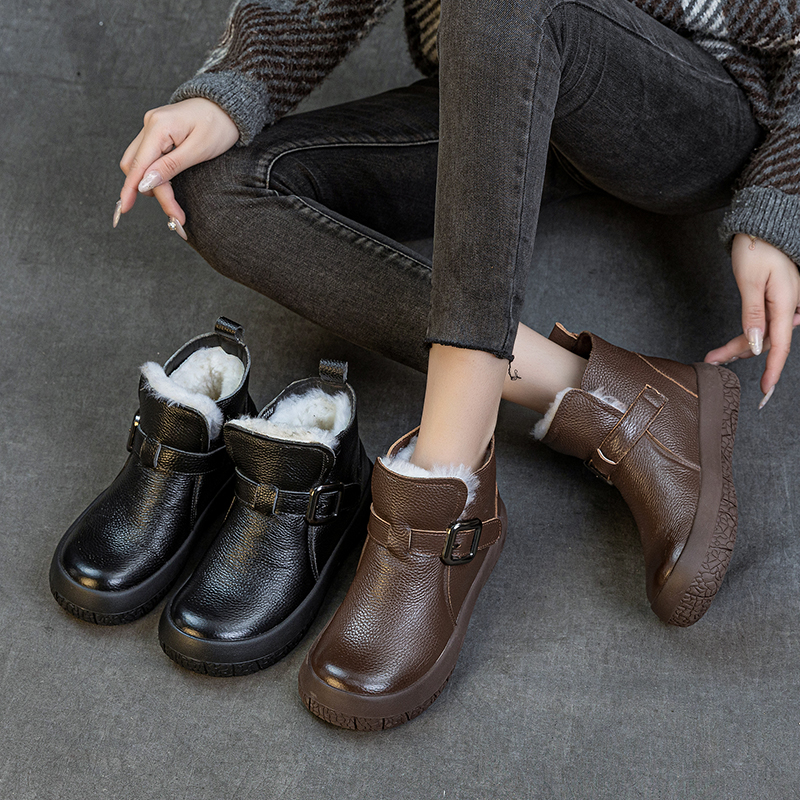 羊毛加厚保暖短筒皮靴冬季新款