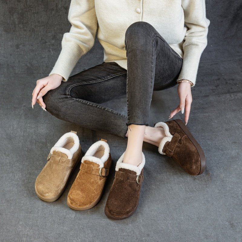 头层牛皮秋冬新款加绒保暖女单鞋复古手工勃肯平跟软底舒适女棉鞋,女鞋,勃肯鞋/软木鞋,淘宝优惠券,粉丝福利购,淘宝优惠卷