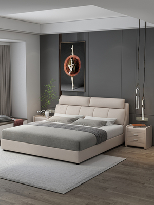 北欧科技布床主卧家用床铺布艺床现代简约新款婚床卧室双人床大床