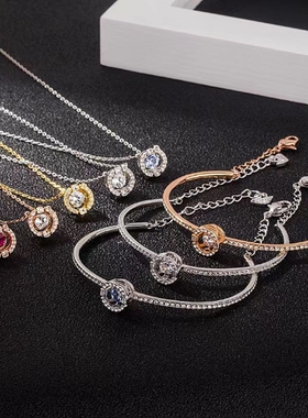 宏光韩版女水晶跳动的心手镯项链