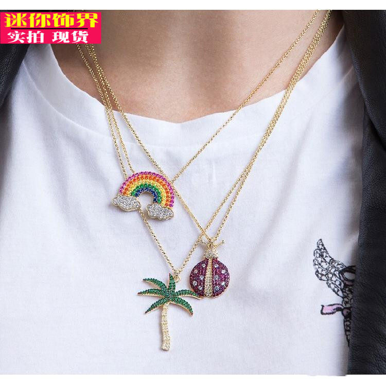 2020新款流行椰树项链女锁骨链女ins冷淡风毛衣链长款吊坠