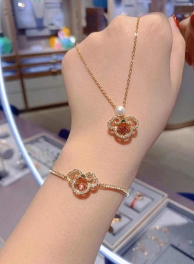 珍珠吊坠宏光女混合材质如意项链