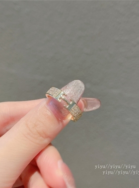 宏光男女微镶锆石韩版H字母戒指