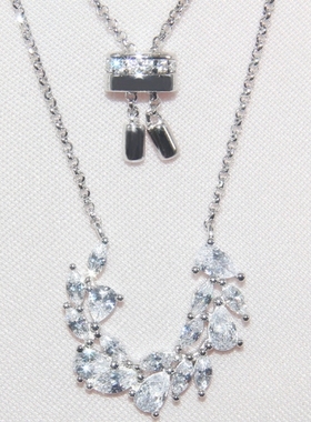 2021新a家字母花卉微镶水晶项链