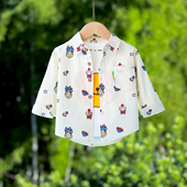 潮牌男童装 衬衫 春秋款 儿童长袖 婴儿衬衣 宝宝衣服男宝春装 痞帅个性