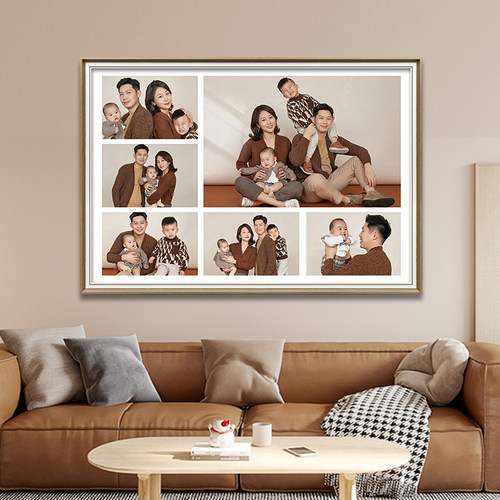 全家福木框挂墙定制家庭照片