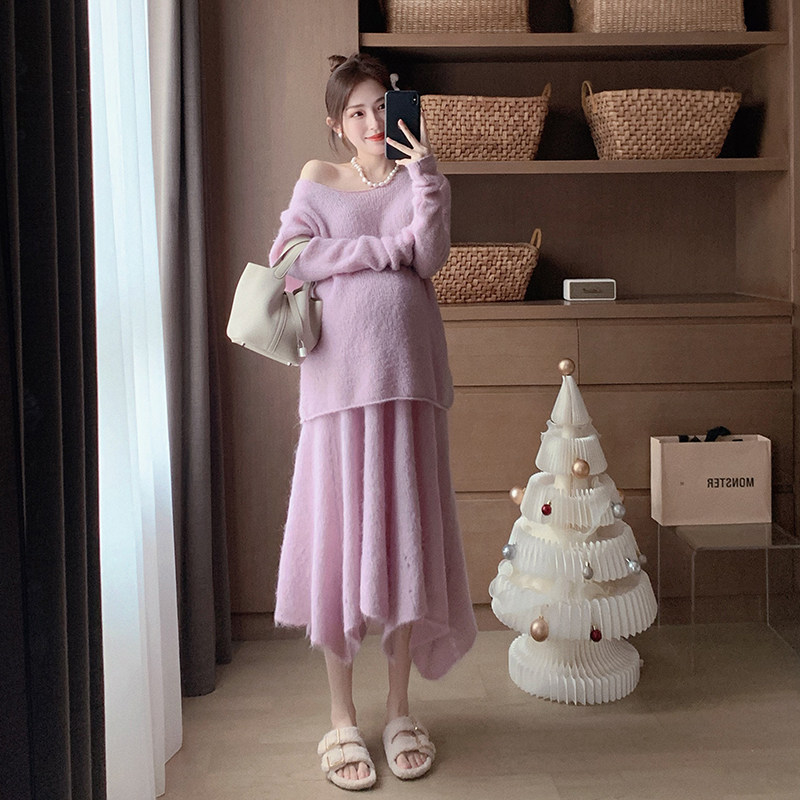 FAN 新品【你的丁香花】优雅迷人的浪漫紫柔糯小羊驼毛套装
