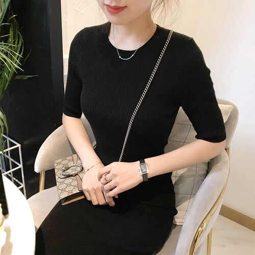 FAN 秋新品【原*价269】 超美全羊毛针织连衣裙长袖/中袖
