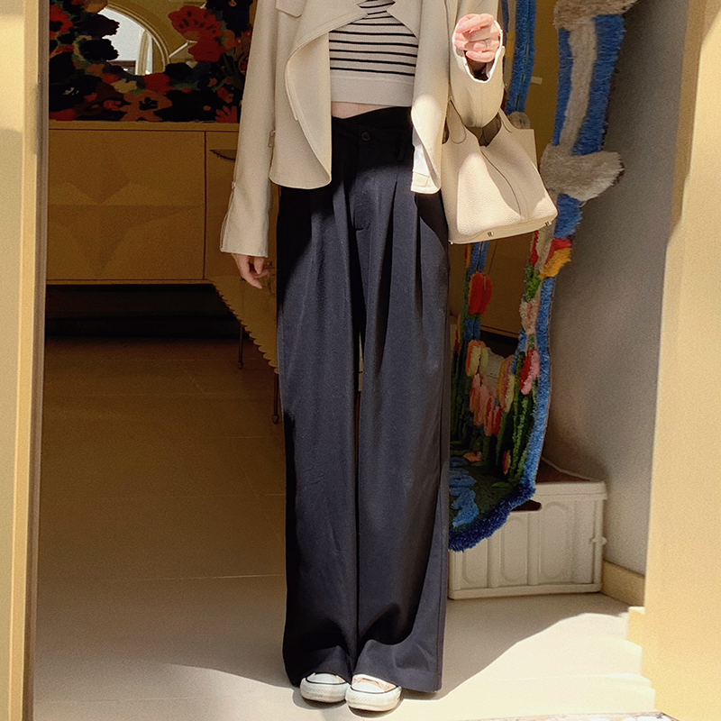 高腰时髦精纺羊毛西装裤