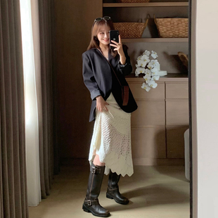 镂空钩花针织 FAN 价219 原 半身裙 秋新品