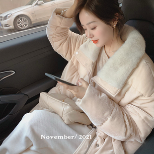 超贵气90鹅绒真丝丝绒貂毛羽绒服 重磅年装 FAN 秋冬新品