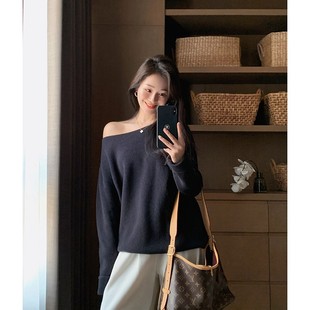 全羊毛加厚款 FAN 价421 原 气质平领多穿套头毛衣 秋新品