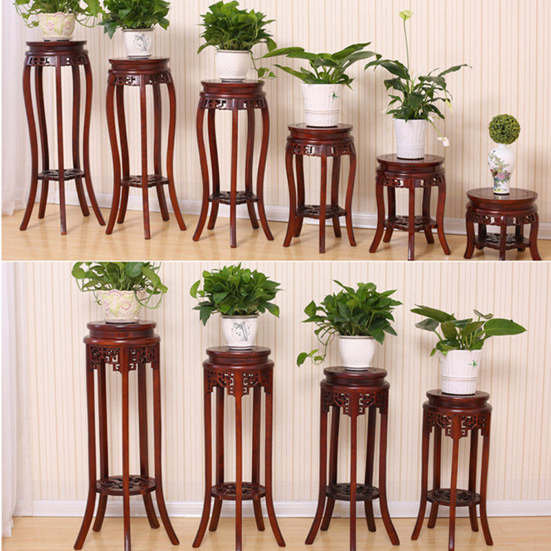 老榆木中式实木凳子花架客厅阳台装修仿古绿萝盆景简约室内花盆架