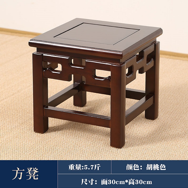 武邑榆木中老年中式实木花架凳子