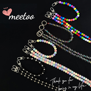 原创手提手机挂绳双扣款游防丢神器结实耐用珠子链条手提斜挎小众