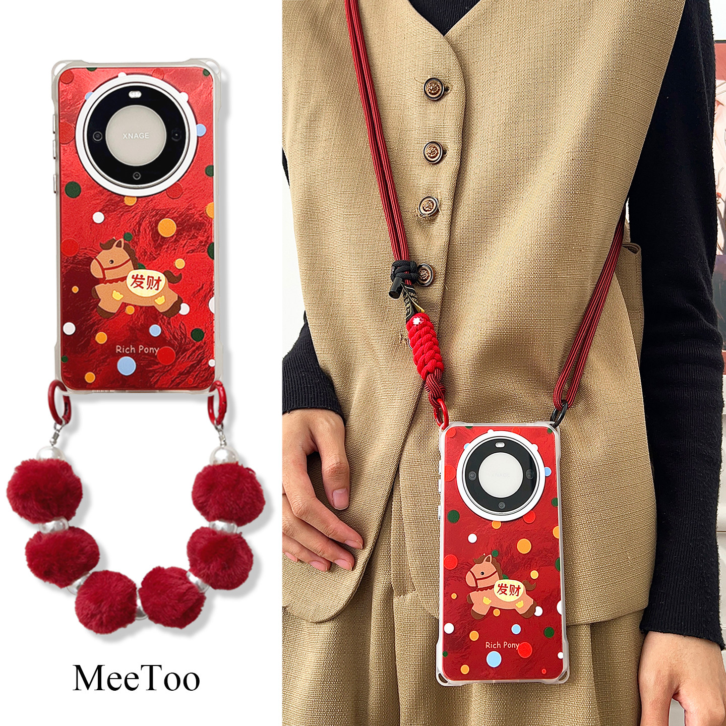 波点小马适用于华为mate80pro手机防摔硬壳挂绳斜挎苹果17promax背带斜挎卡通vivox200手提腕带保护壳小米15,3C数码配件,手机保护套/壳,淘宝优惠券,粉丝福利购,淘宝优惠卷