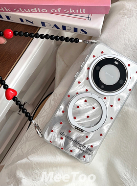 满屏爱心360°旋转挂绳磁吸支点壳适用于华为mate60provivox200手提斜挎背带findx7/8u四角开孔小米14/15pro