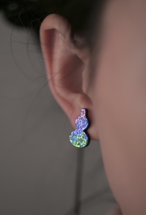 非遗耳饰螺钿小葫芦耳钉手工艺术品黑檀木大漆螺钿镶嵌工艺原创