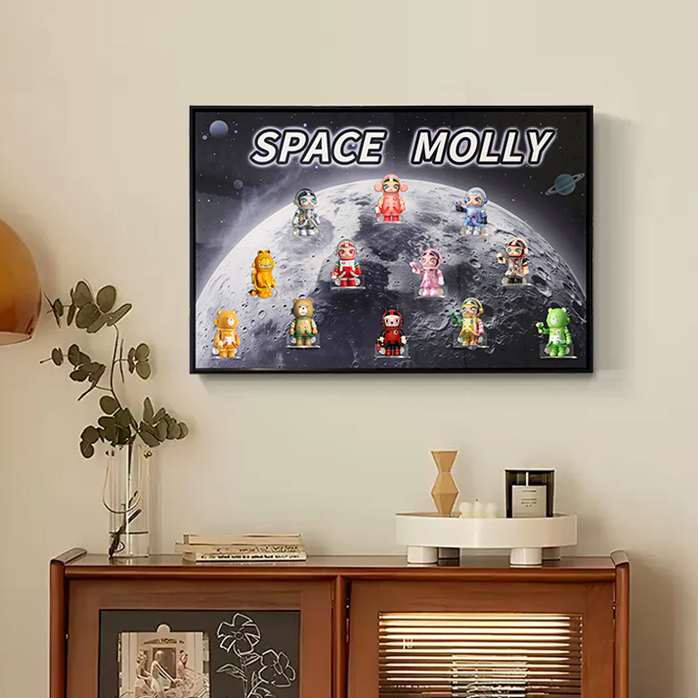 盲盒收纳展示架Molly100%手办主题场景泡泡玛特高透防尘展示盒